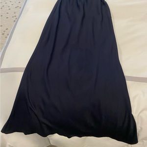 Navy ASOS slip skirt elastic waist, satin